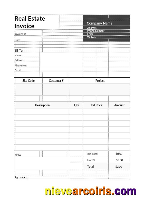 Real Estate Invoice